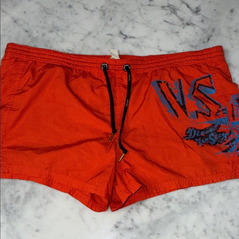Diésel Bright Red Men's Swim Shorts with Graphic
